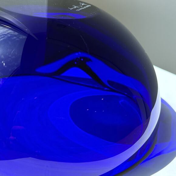 Elsa Peretti For Tiffany & Co. Cobalt Blue Murano Glass Thumbprint Bowl Italy - Picture 9 of 16